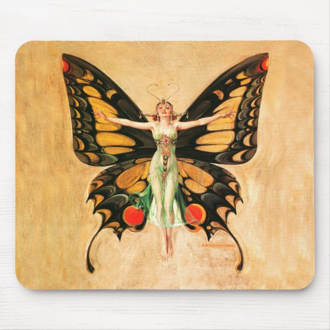 Mousepad Ilustração da Mulher Voadora Flapper Butterfly (Frente)