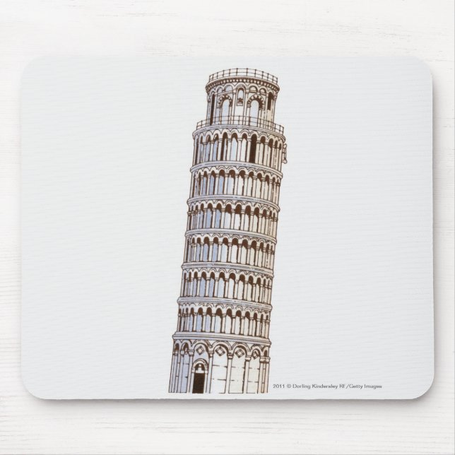 Mousepad Ilustração da torre de Pisa (Frente)