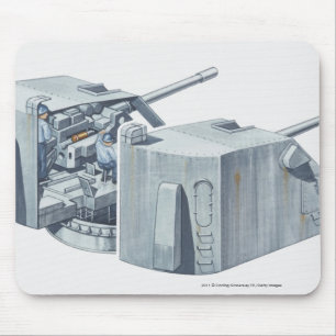 Mousepad Ilustração da torreta de arma em uma navio de