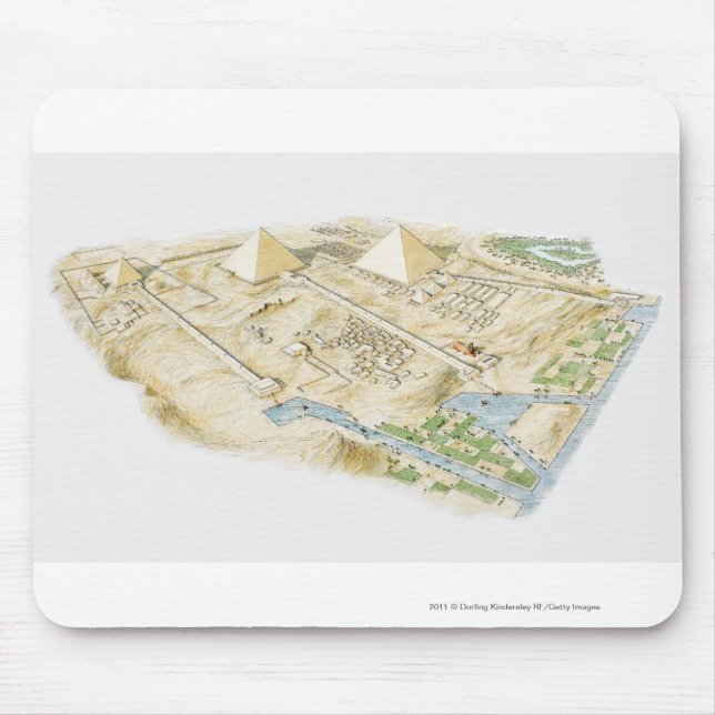 Mousepad Ilustração das pirâmides de Giza (Frente)
