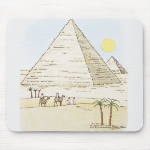 Mousepad Ilustração das pirâmides e dos homens com camel