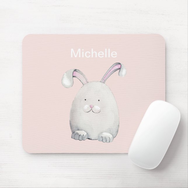 Mousepad Ilustração de Aquarela de Coelho da Páscoa (Com mouse)