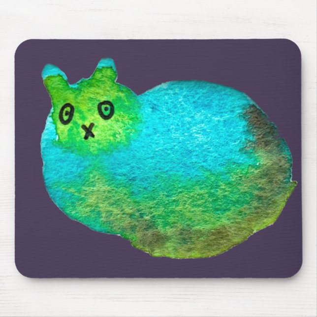 Mousepad Ilustração de arte de gato gordo azul (Frente)
