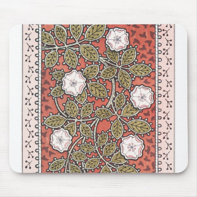 Mousepad Ilustração de Arte de Rosa Selvagem Flor Vintage (Frente)
