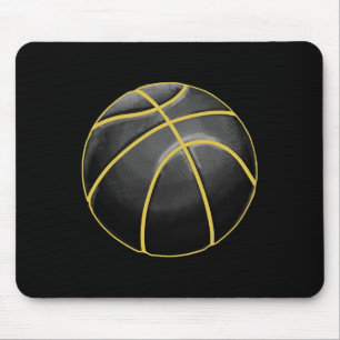 Mousepad Ilustração de basquete Black Dourado Ball Design S