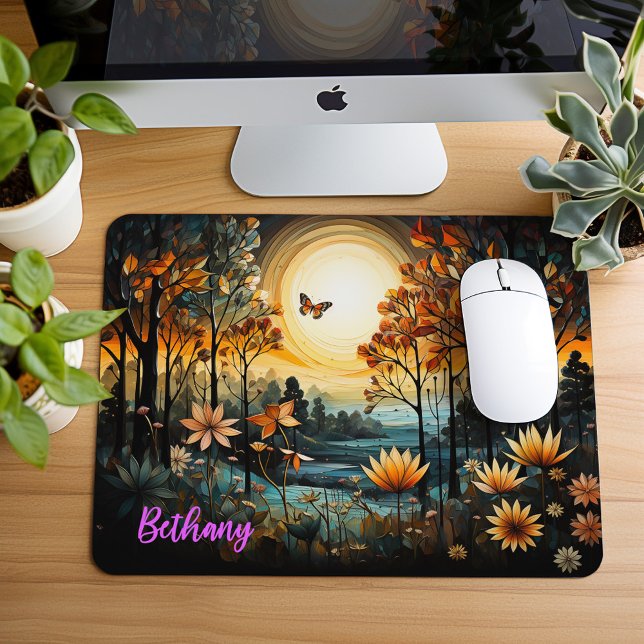 Mousepad Ilustração de Borboleta Monarca Solitária Personal (Criador carregado)