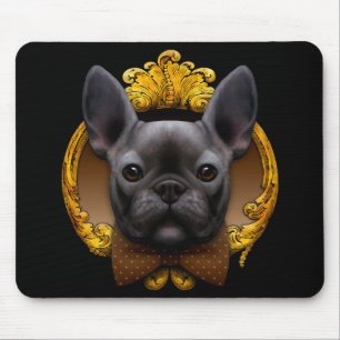 Mousepad Ilustração de buldogue francês, azul