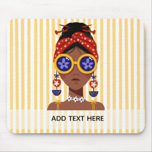 Mousepad Ilustração de Cabeça de Mulher Colorida em Rato Am