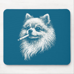 Mousepad Ilustração de cachorro meme de fumar Pomerânia