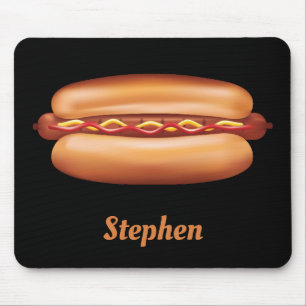 Mousepad Ilustração de Cachorro Quente com Nome Personaliza