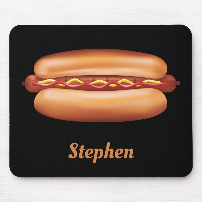 Mousepad Ilustração de Cachorro Quente com Nome Personaliza (Frente)