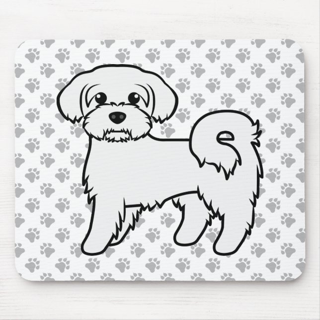 Mousepad Ilustração de Cão de Cartoon Cortado Maltês (Frente)