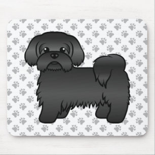 Mousepad Ilustração de Cão de Cartoon Negro Shih Tzu Cute