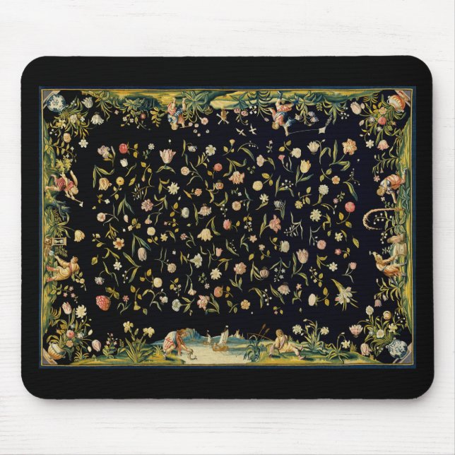 Mousepad Ilustração de Carpete de Mesa Floral Antiquada (Frente)