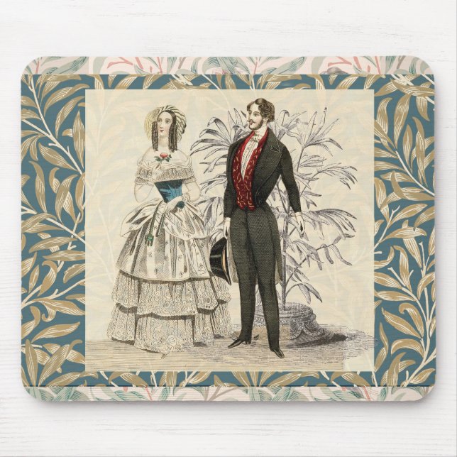 Mousepad Ilustração de casamento vitoriano vintage de 1844 (Frente)