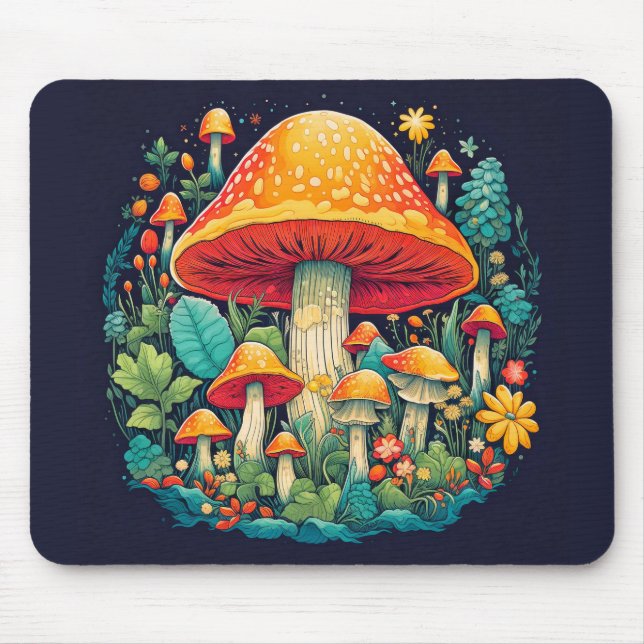 Mousepad Ilustração de Cogumelo Criativo (Frente)