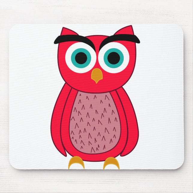 Mousepad Ilustração de Coruja Rosa Fofa (Frente)