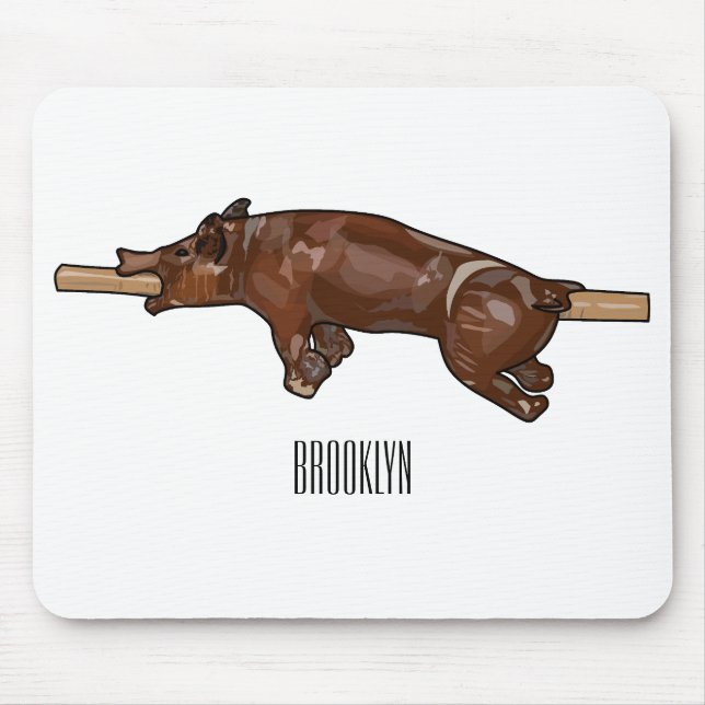 Mousepad Ilustração de desenho animado assado/assado porcin (Frente)