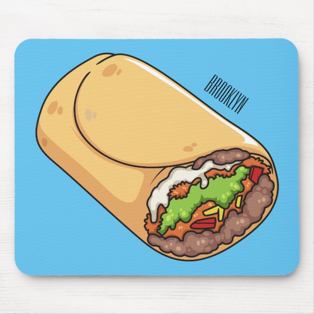 Mousepad Ilustração de desenho animado burrito (Frente)