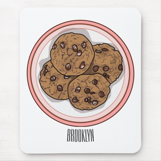 Mousepad Ilustração de desenho animado com chip de chocolat (Frente)