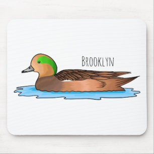 Mousepad Ilustração de desenho animado de ave-wigeon americ