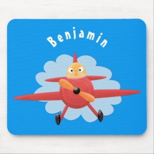 Mousepad Ilustração de desenho animado de avião vermelho