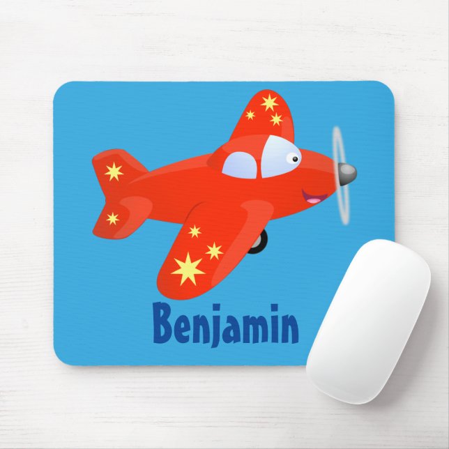 Mousepad Ilustração de desenho animado de avião vermelho-cl (Com mouse)