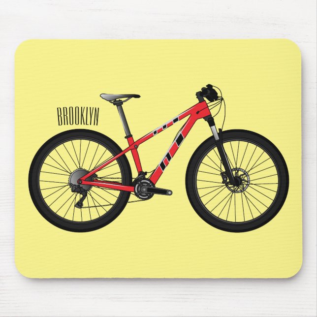 Mousepad Ilustração de desenho animado de bicicleta (Frente)