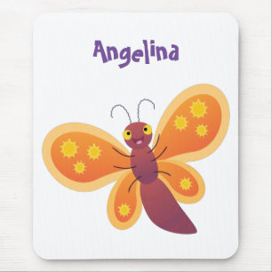 Mousepad Ilustração de desenho animado de borboleta laran