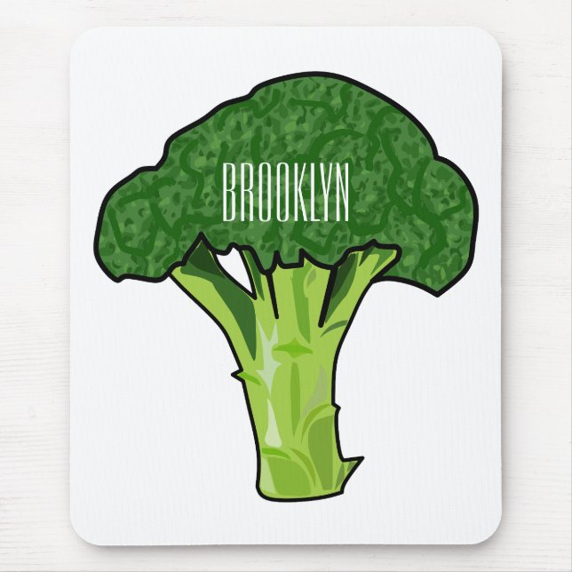 Mousepad Ilustração de desenho animado de brócolis (Frente)