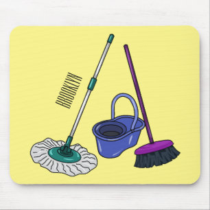 Mousepad Ilustração de desenho animado de Broom & mop