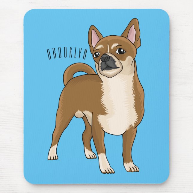 Mousepad Ilustração de desenho animado de cachorro Chihuahu (Frente)