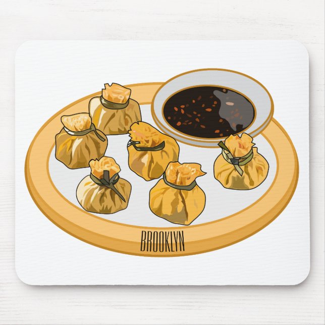 Mousepad Ilustração de desenho animado de camarão tailandês (Frente)