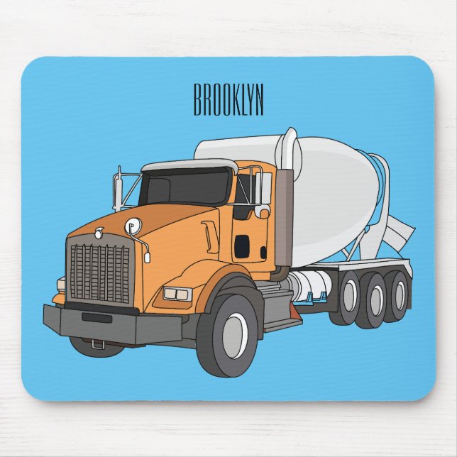 Mousepad Ilustração de desenho animado de caminhão misturad (Frente)