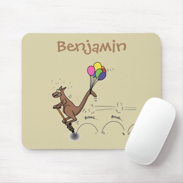 Mousepad Ilustração de desenho animado de canguru humor aus (Com mouse)