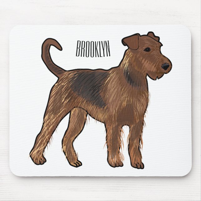 Mousepad Ilustração de desenho animado de cão Airedale terr (Frente)