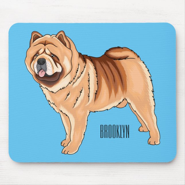 Mousepad Ilustração de desenho animado de cão Chow Chow (Frente)