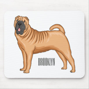 Mousepad Ilustração de desenho animado de cão Shar-Pei chin