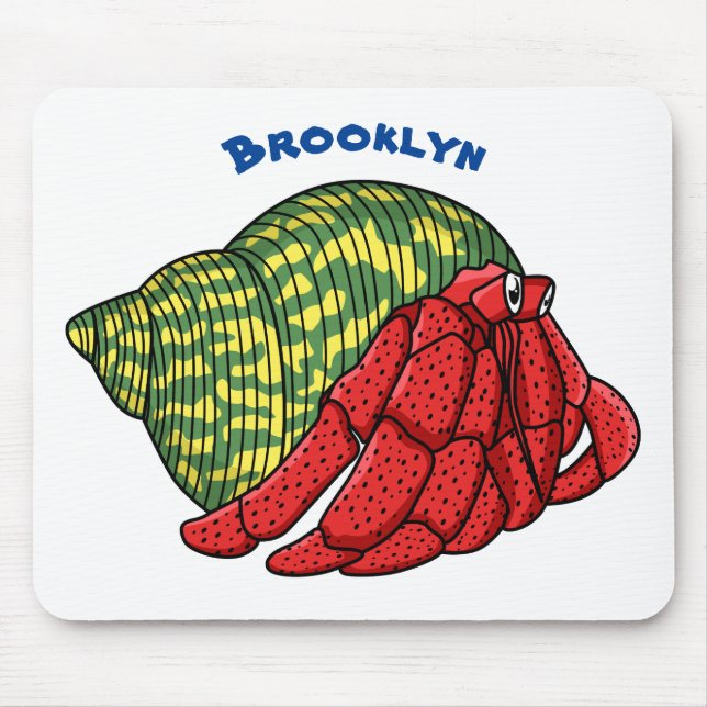 Mousepad Ilustração de desenho animado de caranguejo-ermitã (Frente)