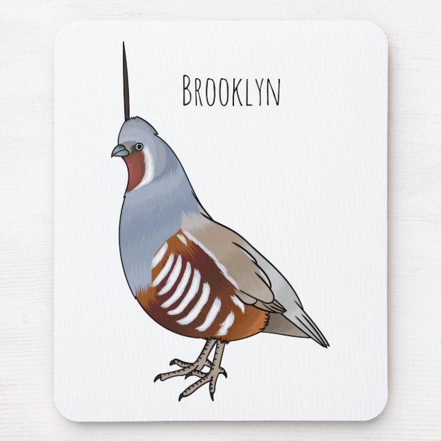 Mousepad Ilustração de desenho animado de codorniz de monta (Frente)