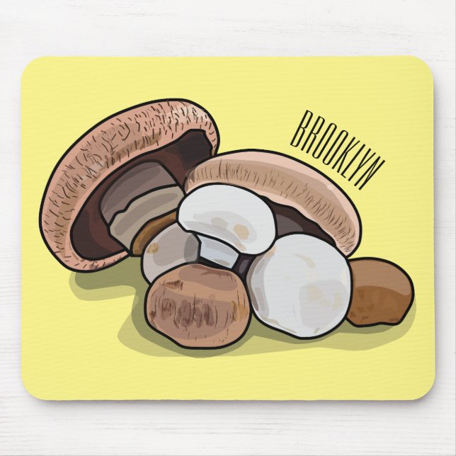 Mousepad Ilustração de desenho animado de cogumelo (Frente)