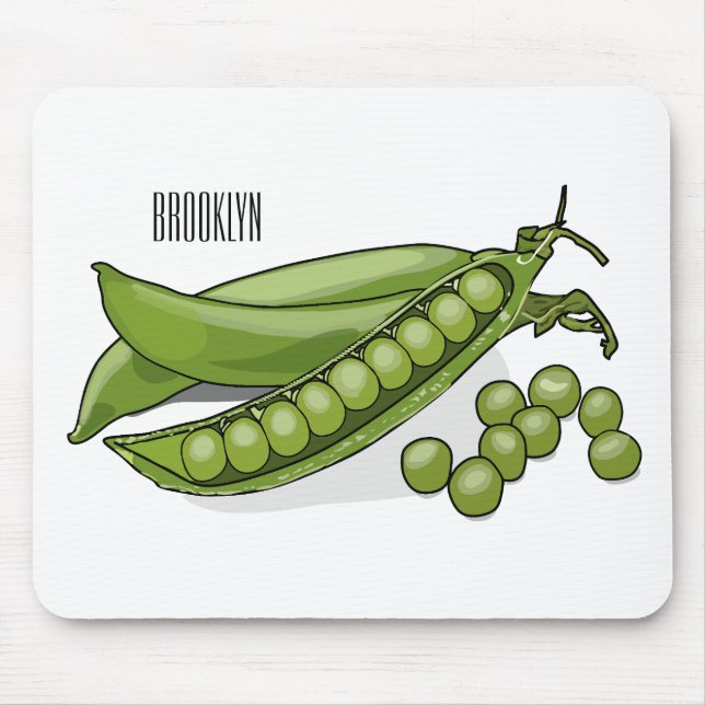 Mousepad Ilustração de desenho animado de ervilha (Frente)