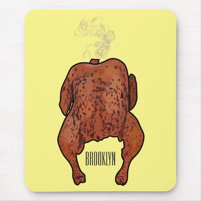 Mousepad Ilustração de desenho animado de frango assado (Frente)