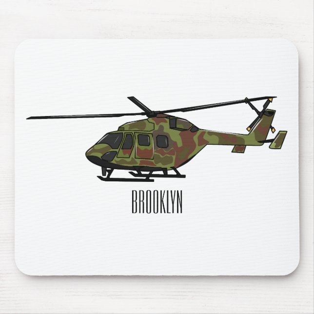 Mousepad Ilustração de desenho animado de helicóptero do ex (Frente)