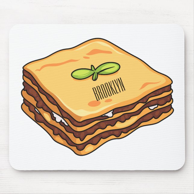 Mousepad Ilustração de desenho animado de Lasagna (Frente)