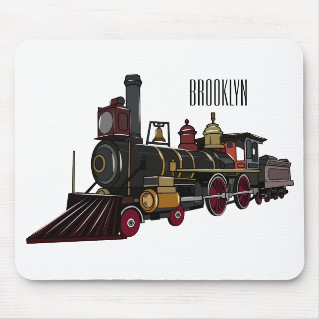 Mousepad Ilustração de desenho animado de locomotiva a vapo (Frente)