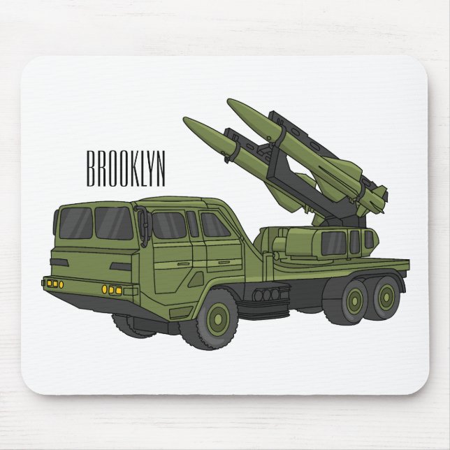 Mousepad Ilustração de desenho animado de mísseis militares (Frente)