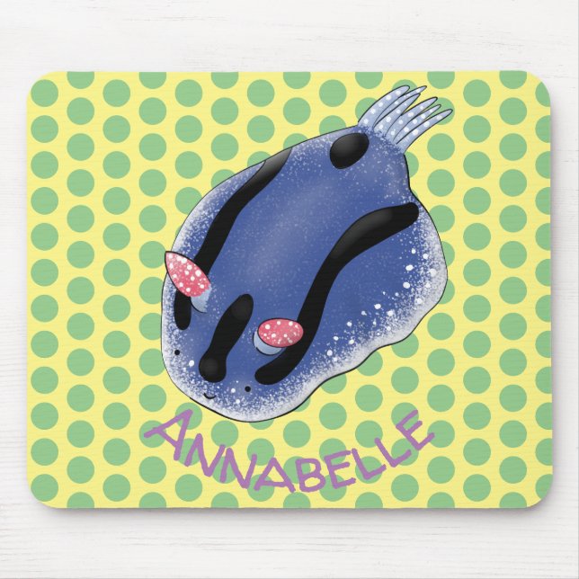 Mousepad Ilustração de desenho animado de nudibranque azul  (Frente)