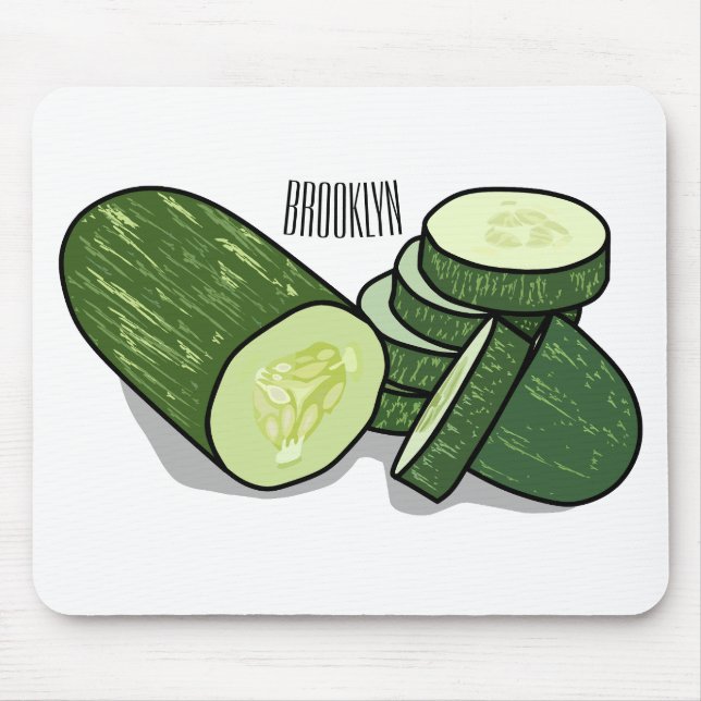 Mousepad Ilustração de desenho animado de pepino (Frente)