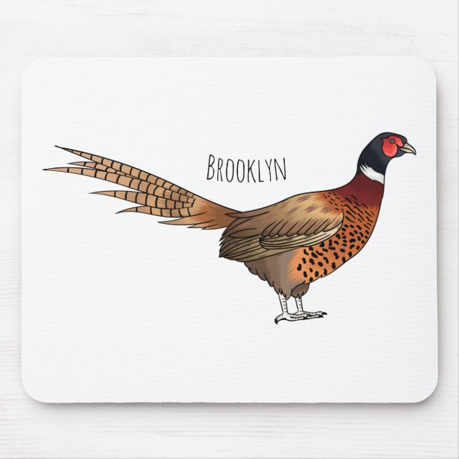 Mousepad Ilustração de desenho animado de pheasant de pesco (Frente)